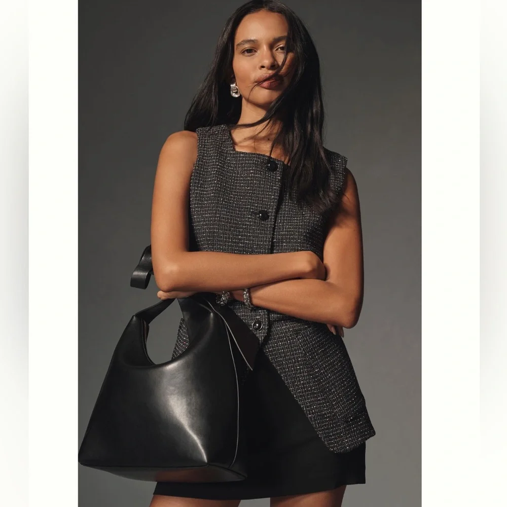 Net Anthropologie Maeve Square Neck Tweed Vest Black Multi - Picture 5 of 12